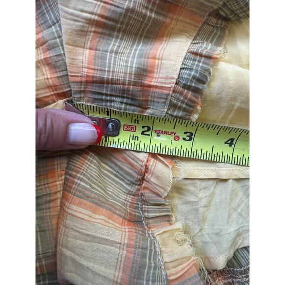 NWT Urban Outfitters Plaid Crinkle Cotton Romper In Yellow & Green Size Large - Picture 12 of 12